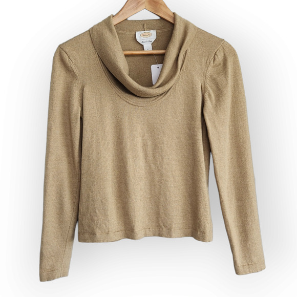 Talbots Sweaters - Talbots Tan Merino Wool Long Sleeve Cowl Neck Sweater Top S